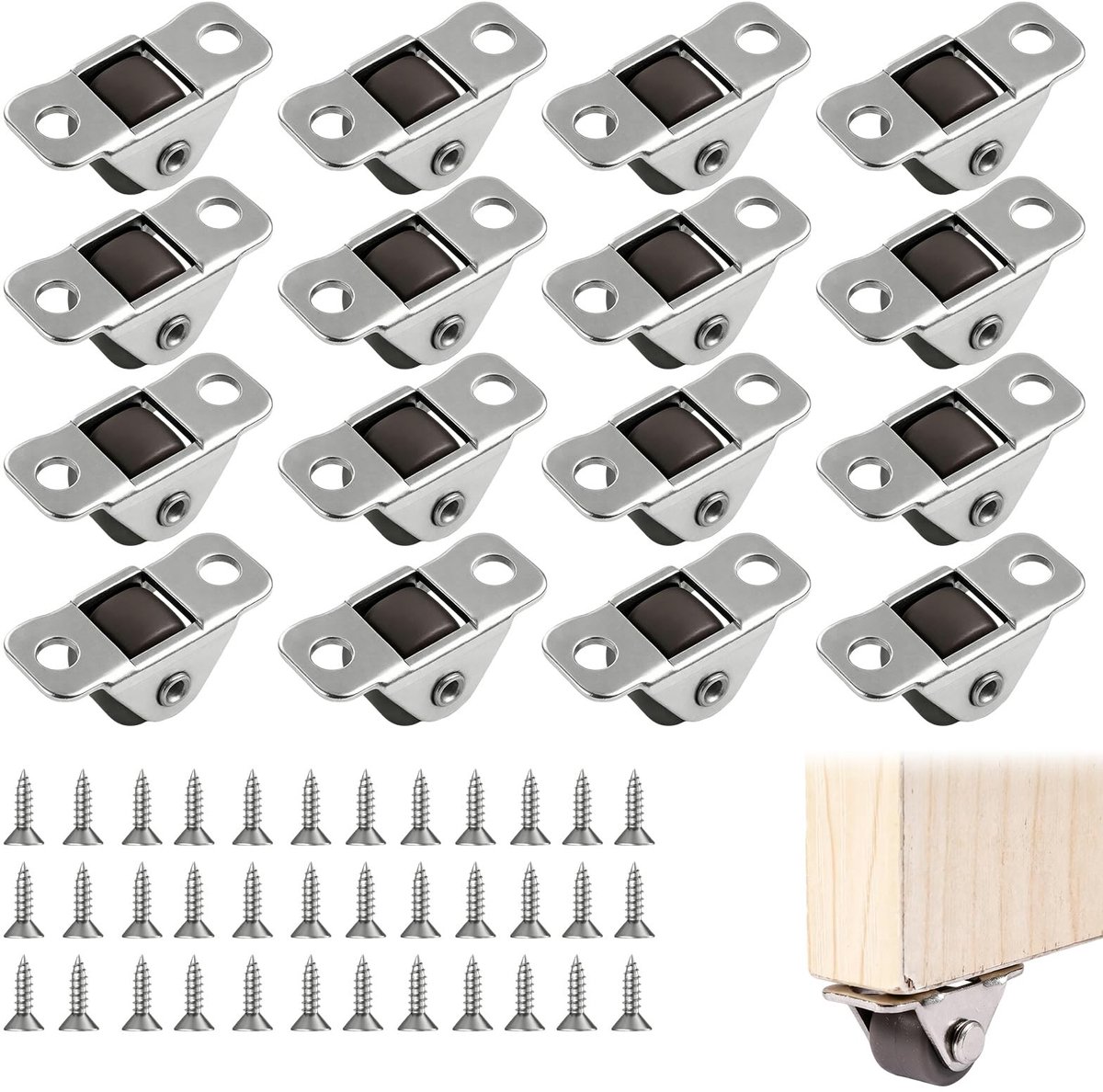 SolidKeus - Set van 16 Mini Meubelwielen met 36 Schroeven