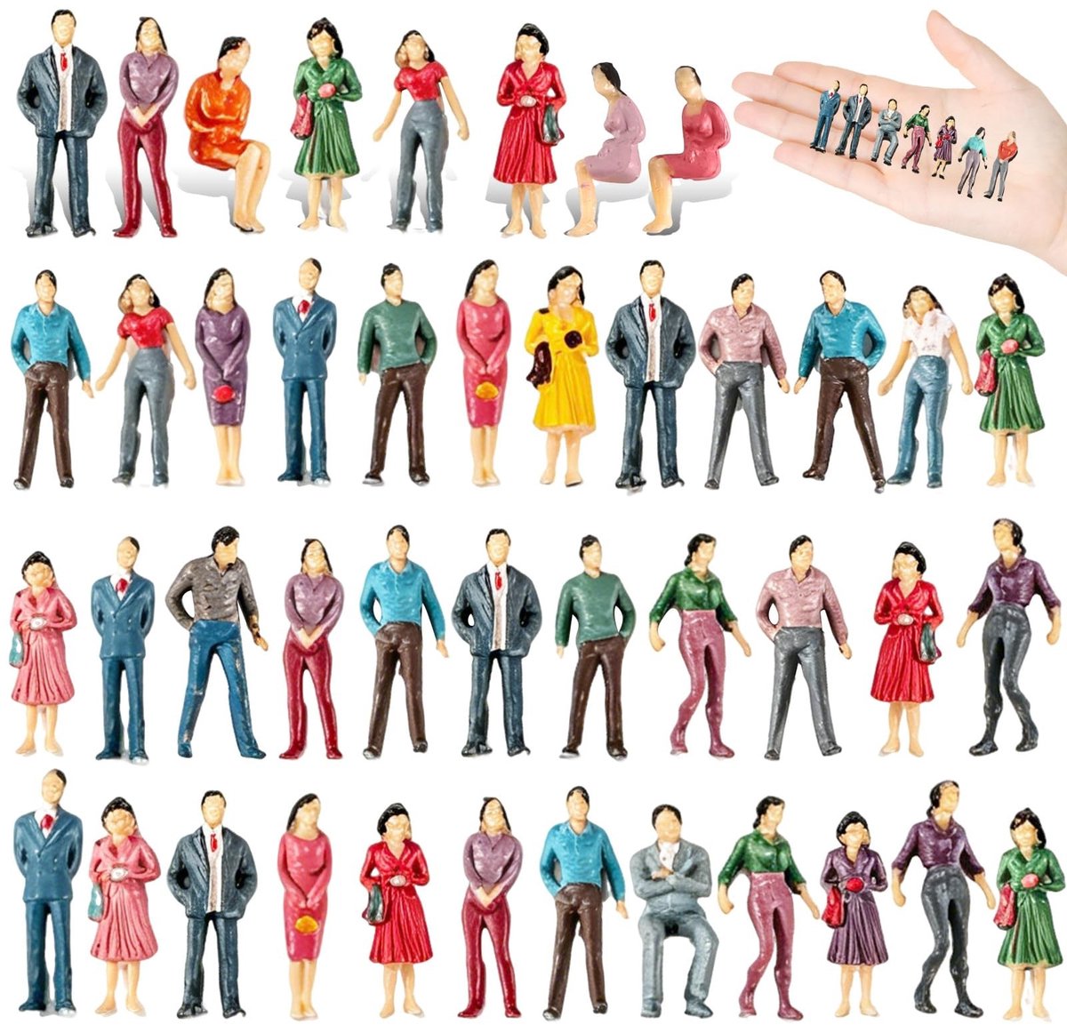 SolidKeus - 50 Miniatuurfiguren in 1:50 Schaal voor Modelbouw