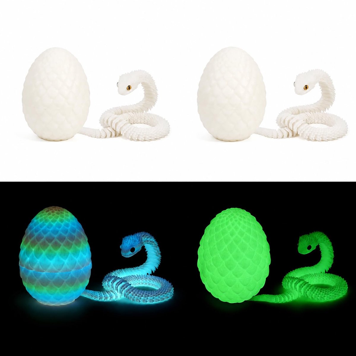 SolidKeus - 3D-geprint Slangenspeelgoed met Nachtlampje 30cm