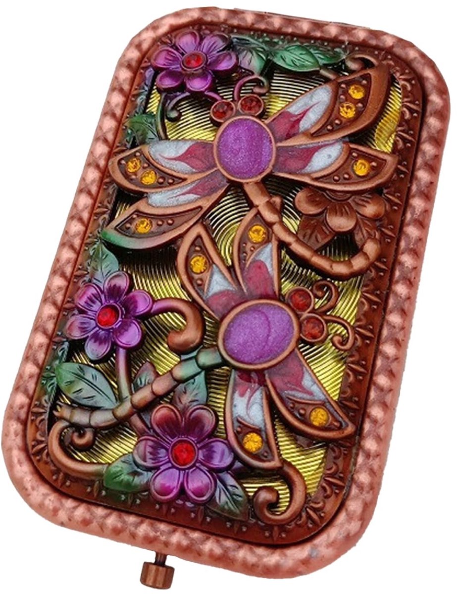 SolidKeus - Retro Dubbelzijdige Handspiegel met Bloemenpatroon