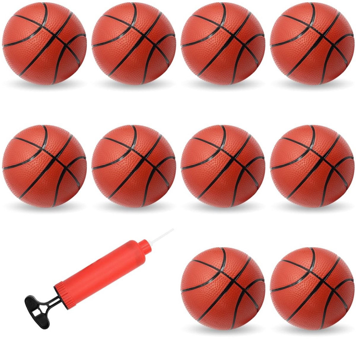 SolidKeus - Mini Basketballen Set van 10, 14 cm met Pomp