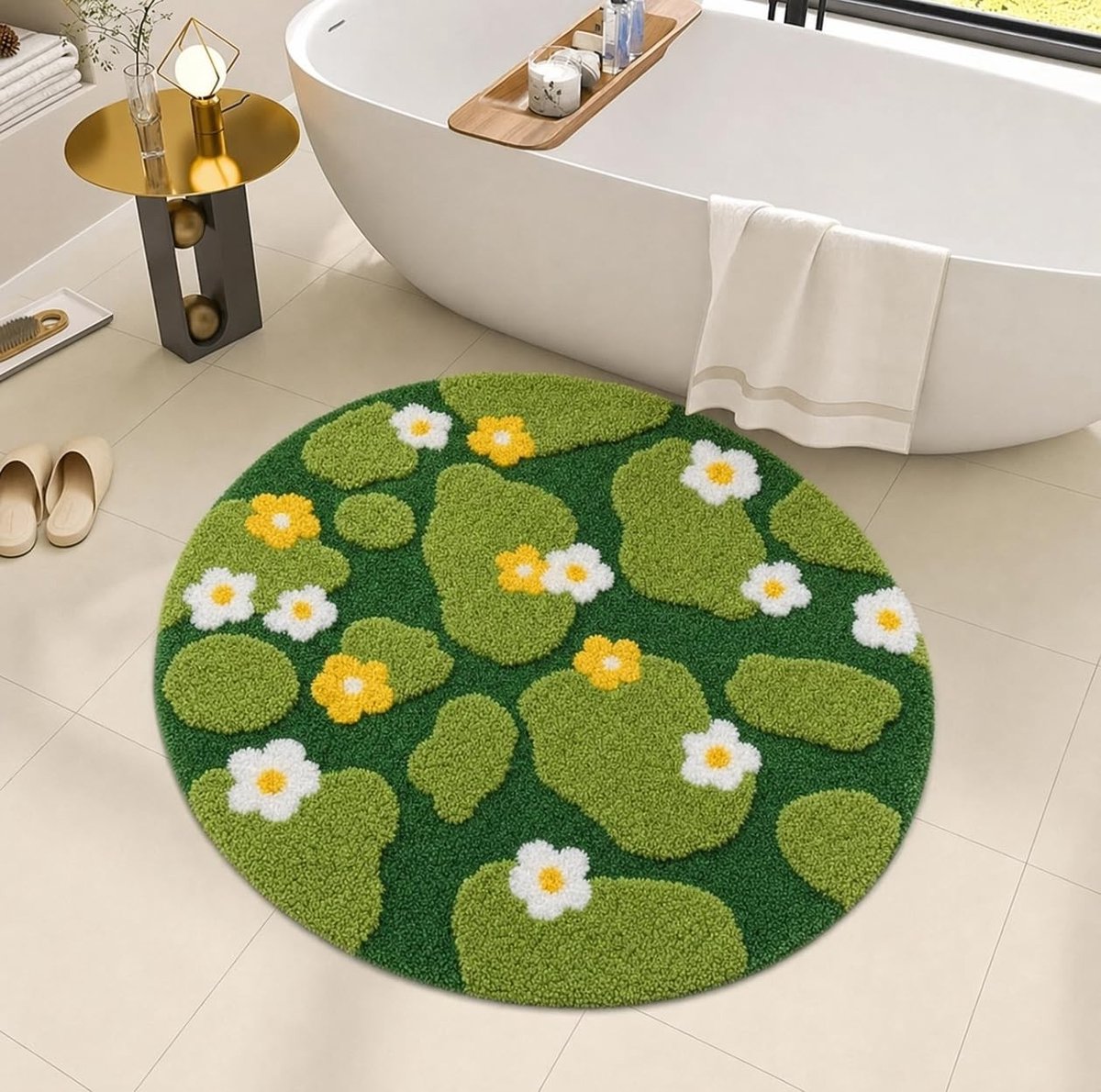 SolidKeus - Groene Mos Badmat, Zacht en Antislip 60x60cm