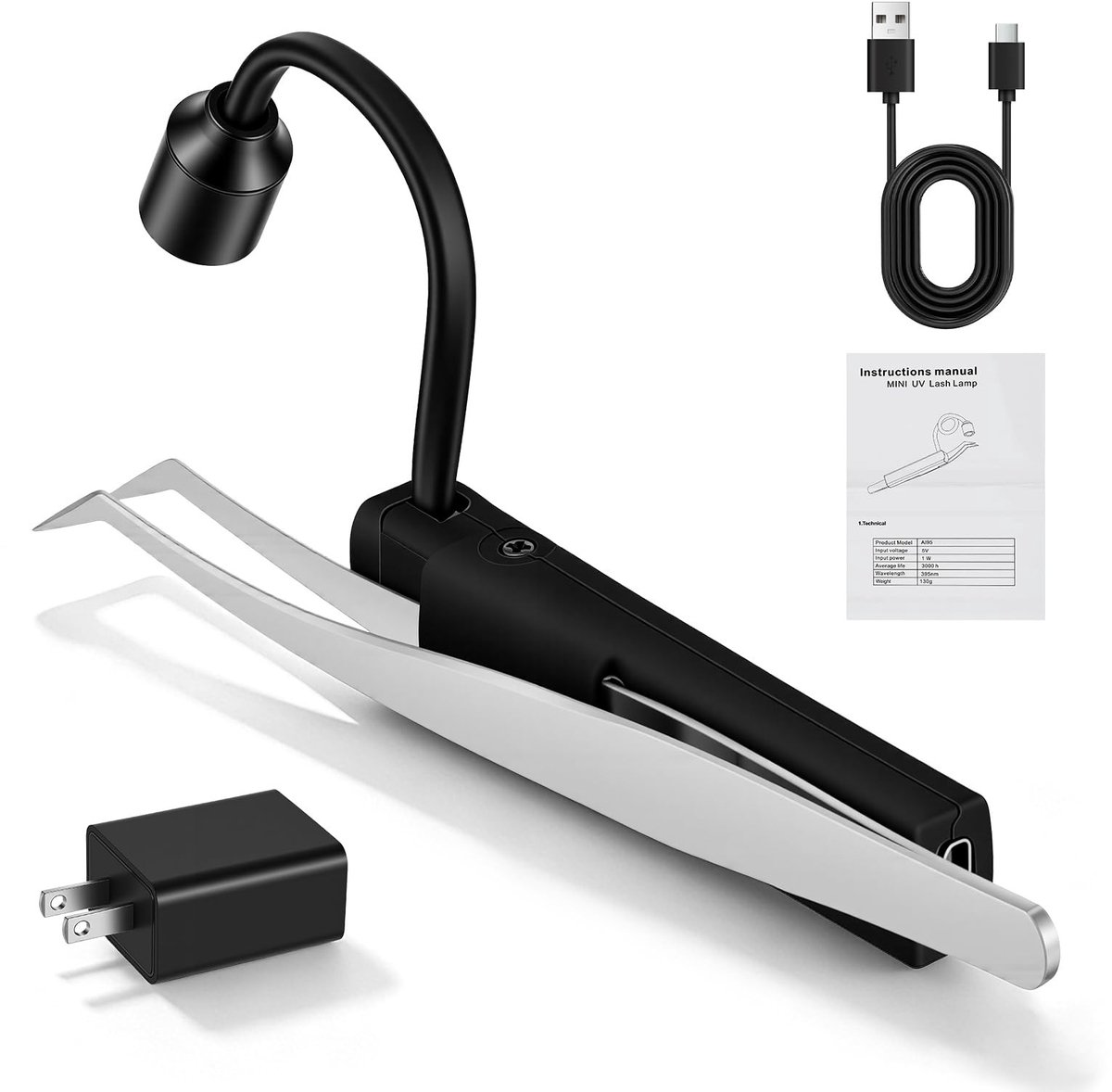 SolidKeus - Handheld UV Lamp voor Wimperverlenging met Tweezers