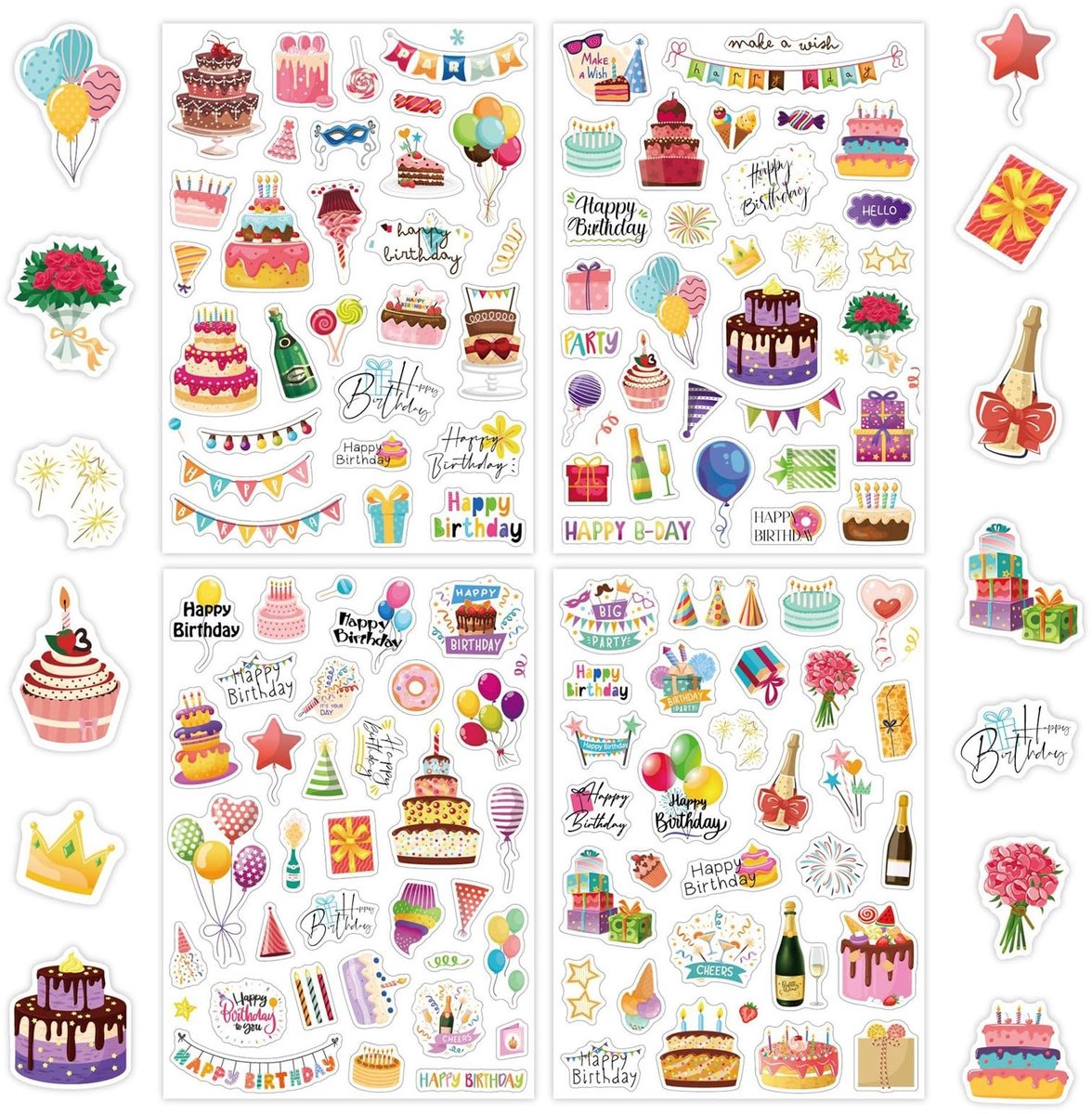 SolidKeus - Set van 120 Verjaardagsstickers voor Creatieve Projecten