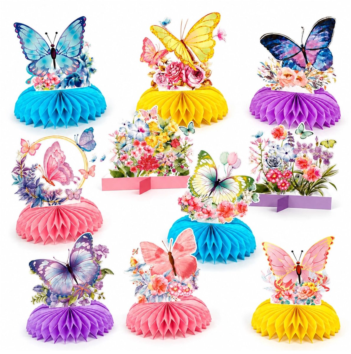 SolidKeus - Set van 10 Kleurrijke Vlinderdecoraties voor Feesten