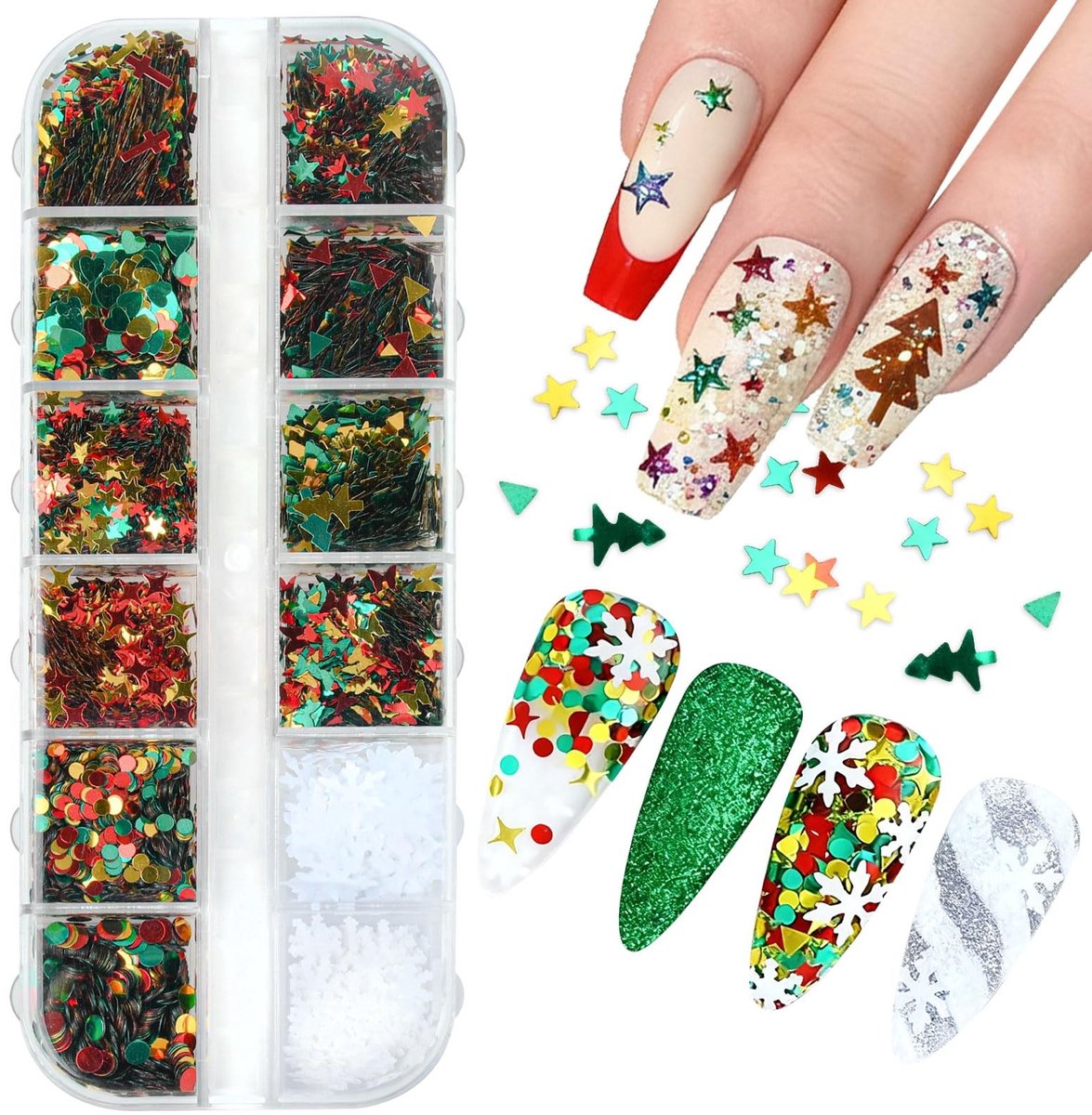 SolidKeus - Nail Art Glitter Sequins met Sneeuwvlokken voor Kerst