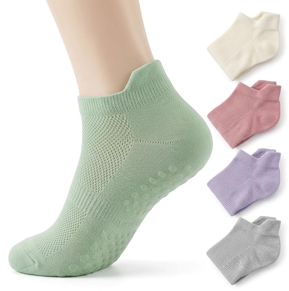 SolidKeus - Antislipsokken voor Dames, 5 Paar voor Yoga en Pilates