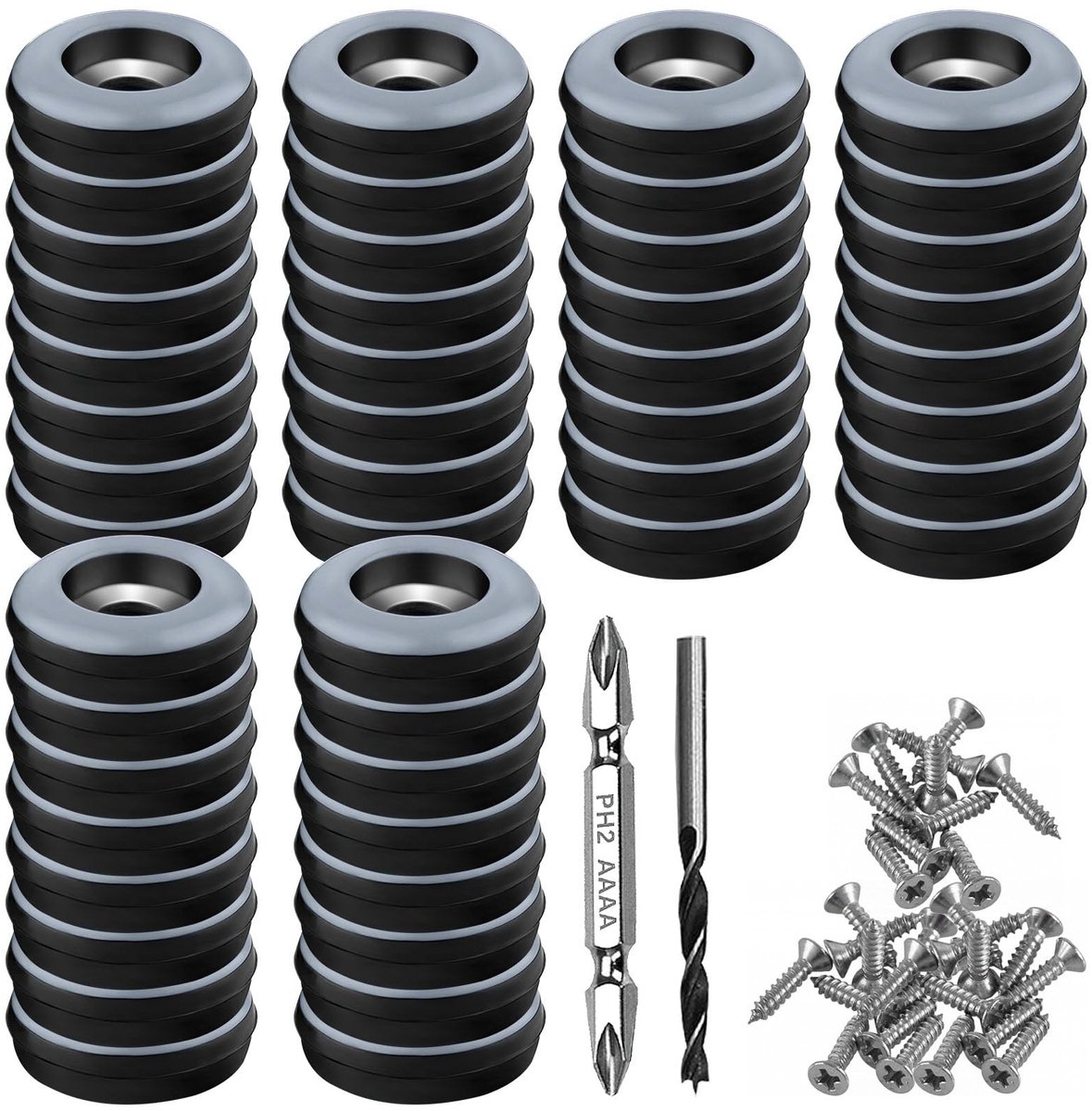 SolidKeus - Set van 48 Teflon Glijstukken met Schroeven 19 mm
