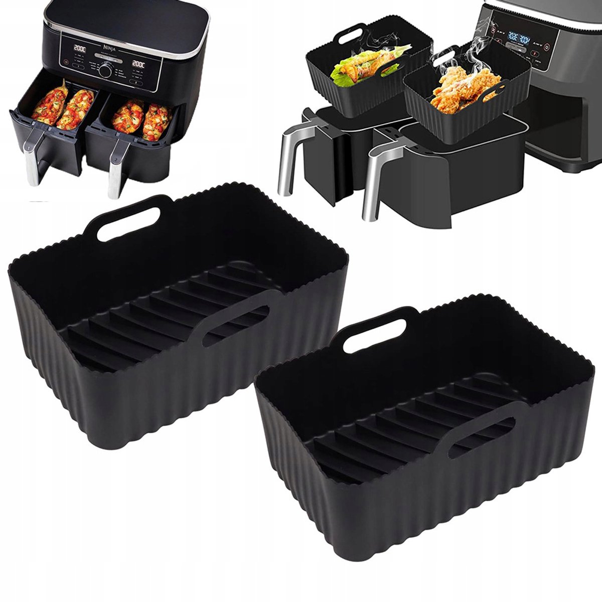 2x Siliconen Airfryer Bakvorm 20cm - Veelzijdig Keukenaccessoire