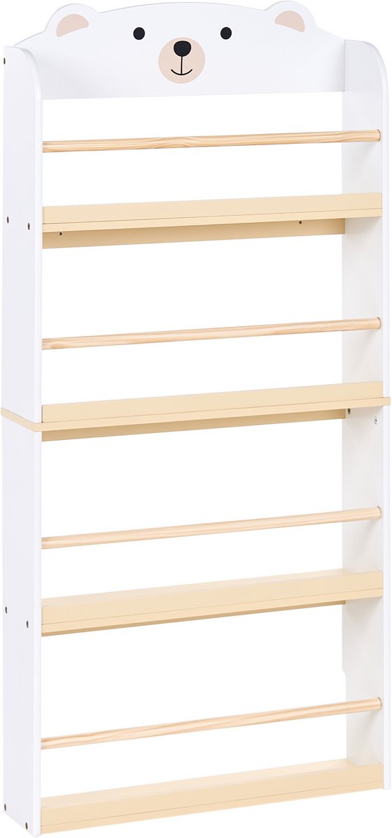 MIMILI - Boekenkast met 4 planken - Wit/Lichtbruin - MDF
