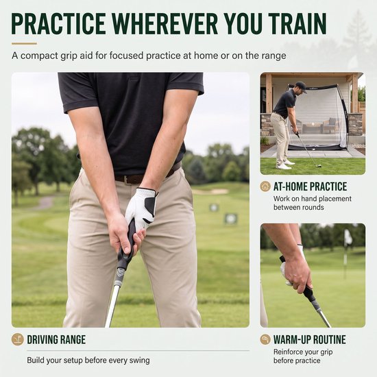 Golf Grip Trainer - Handpositie Corrector - Voorgevormde Trainingsgreep - Golf Trainingshulp voor Grip en Swing - Eenvoudig te Gebruiken - Zwart van GOLF — afbeelding 5