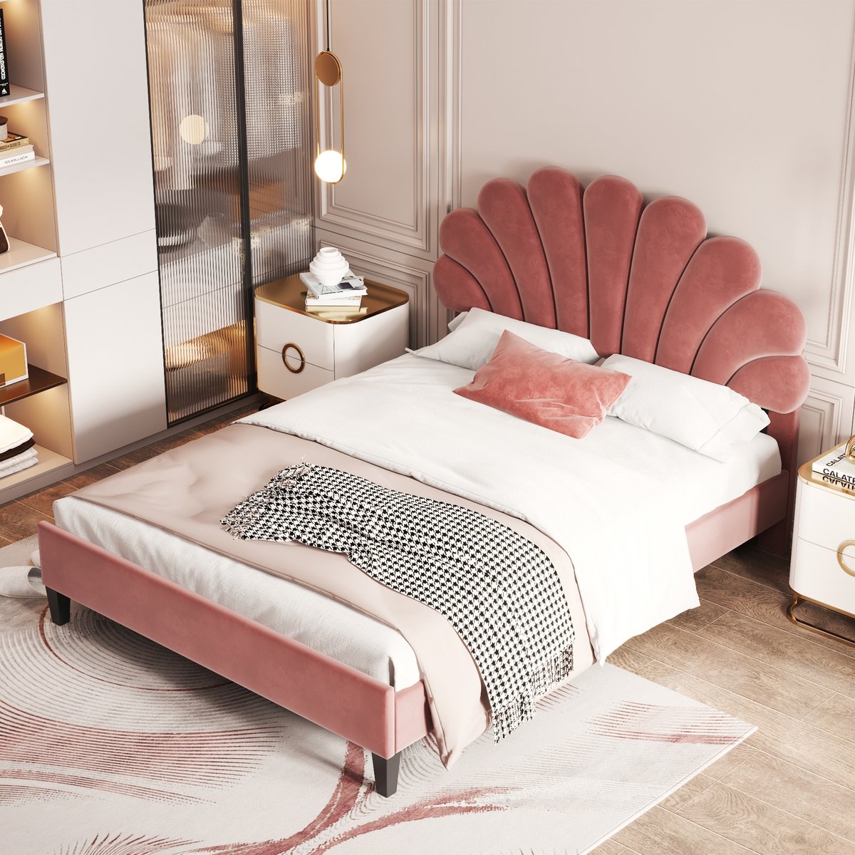 Gestoffeerd bedframe - voor matras 140 x 200 cm - donkerrood - met lattenbodem - matras niet inbegrepen - voor de slaapkamer