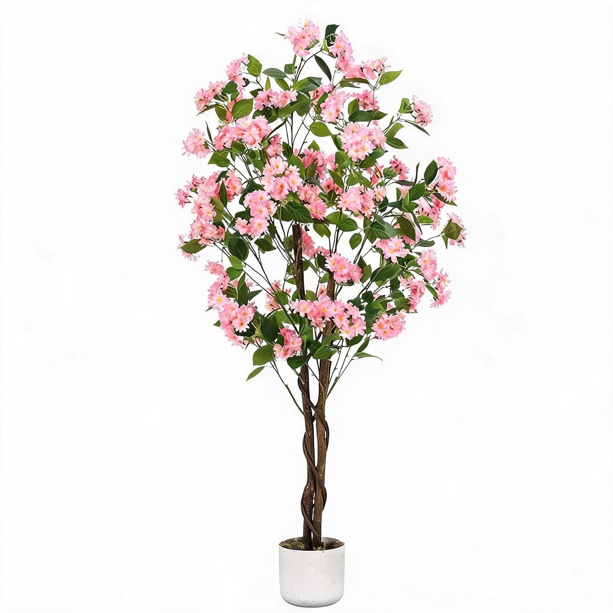 Danky Premium kunst osmanthus boom 150cm roze bloemen - driedelige houten stam - luxe decoratie voor woonkamer en kantoor