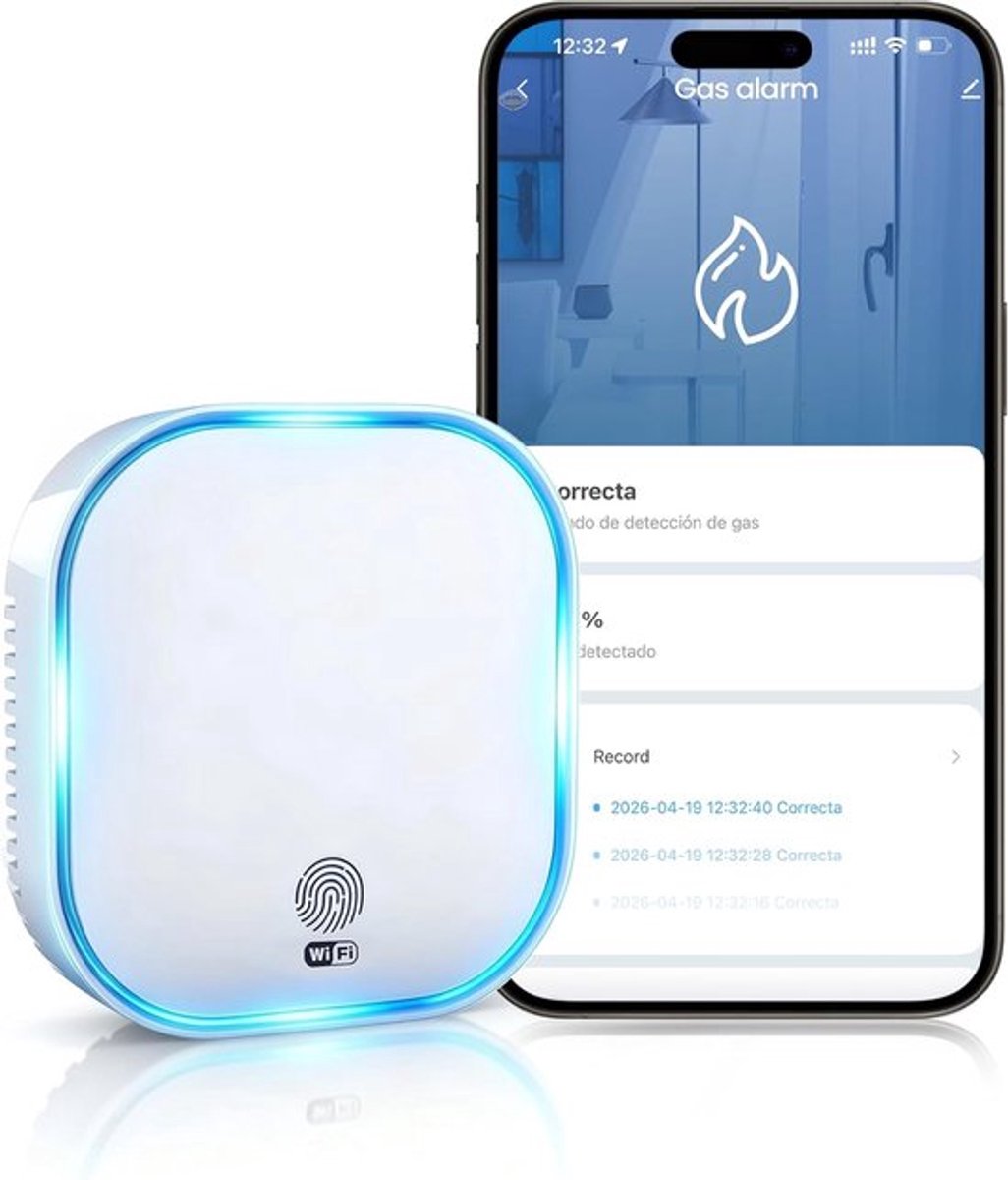 SnelShoppen - WiFi Gas Detector voor Thuis - Keuken Alarm met Tuya Smart Compatibiliteit - Lekdetectie voor Aardgas, Methaan, Propaan, Butaan, LPG - G