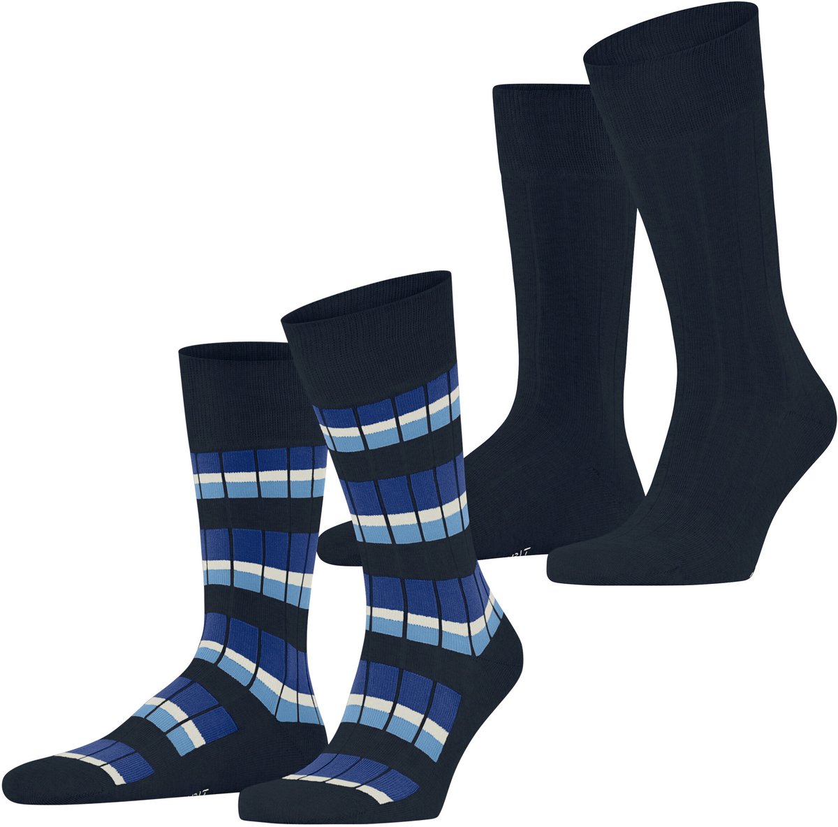Esprit Urban Rib 2 Pack gedessineerd katoen multipack sokken heren blauw - maat 39-42