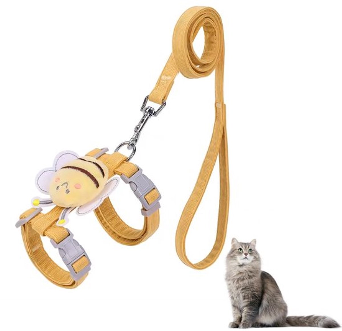 Kattenriem Verstelbaar - Harnas Kat - Anti-ontsnapping - Dubbellaags Polyester - Voor Kittens/Katten - 1,2 m Riem