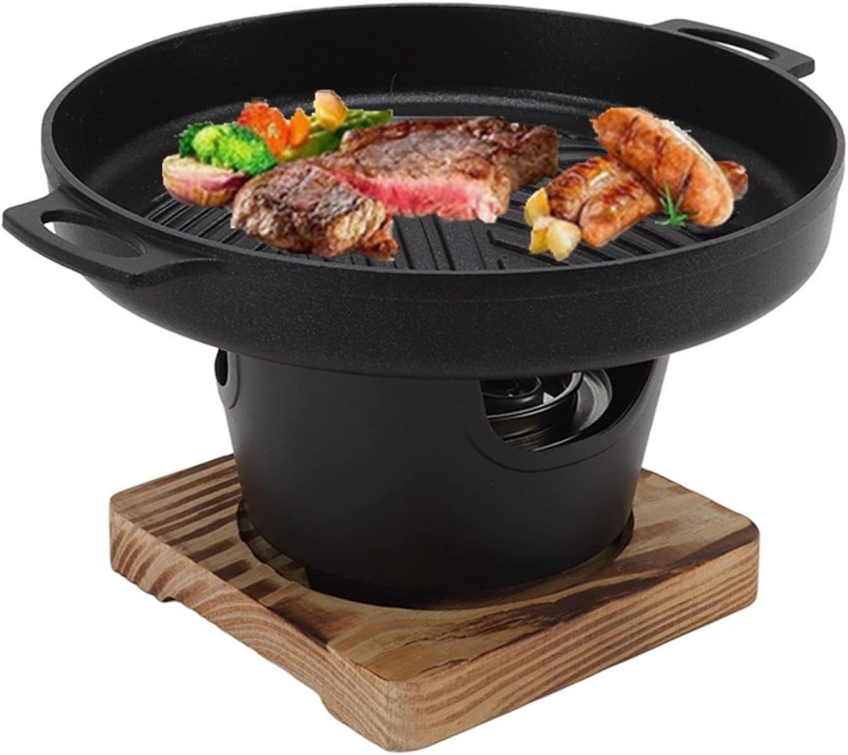 Mini BBQ Grill - Zwart - Draagbare Tafelblad Grill - Rookloze Koreaanse Barbecue voor Binnen en Buiten