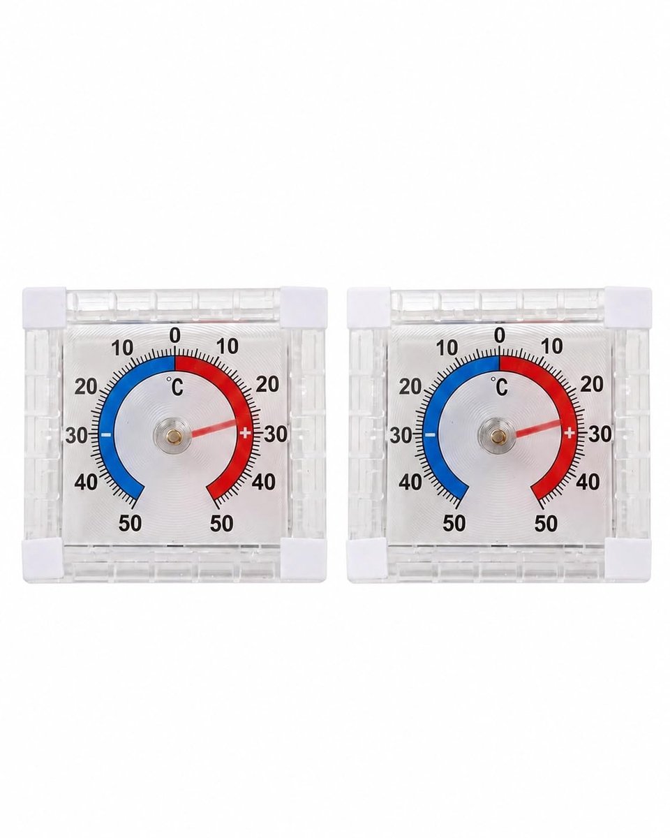 Buitenthermometer - Transparant - 7,6 cm - Analoog en Zelfklevend - Voor Ramen en Koelkast