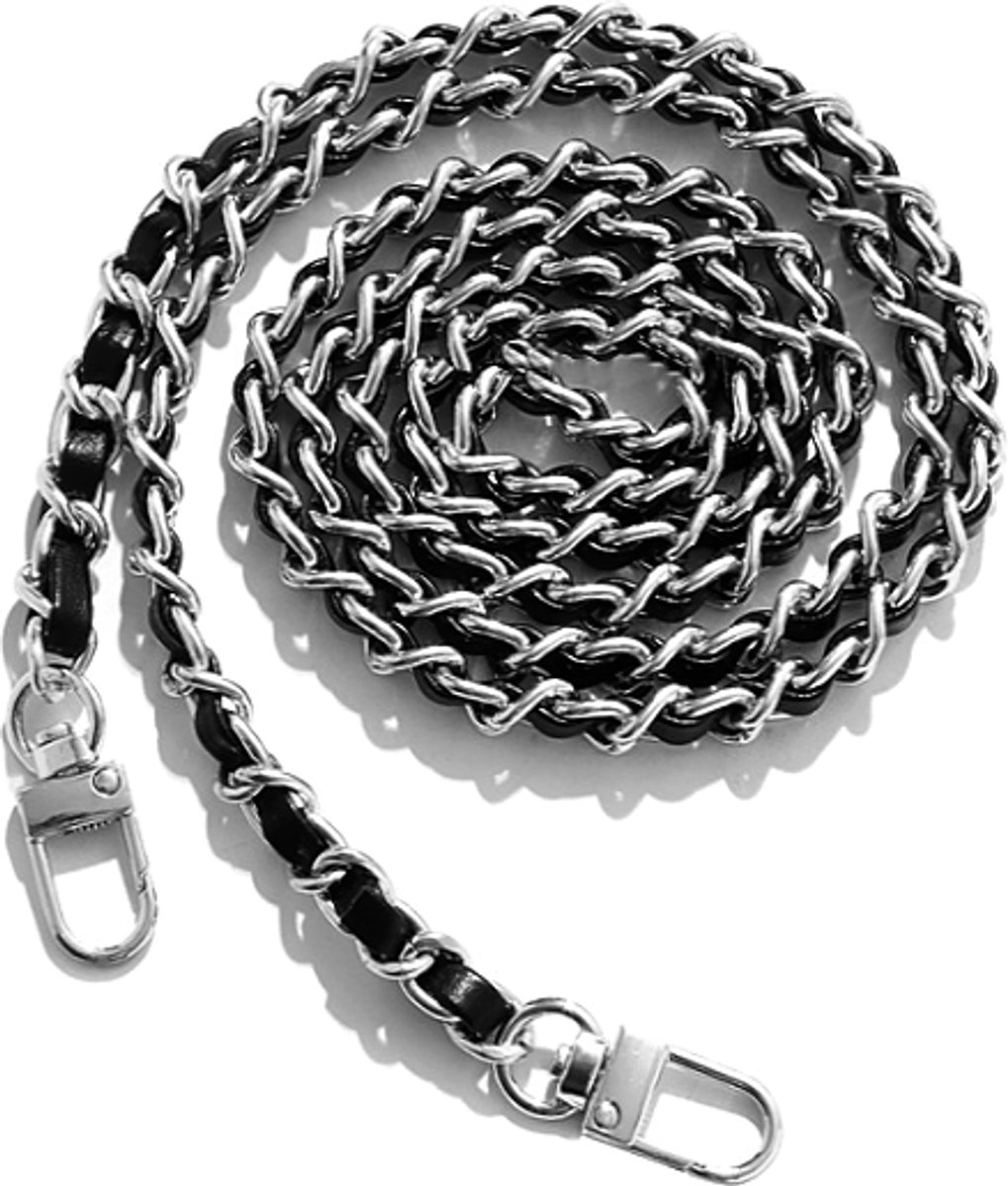 Bag Strap / Tas Riem Chain - Zwart/Zilver | 120 cm | Tashengsel / Schouderriem | Fashion Favorite
