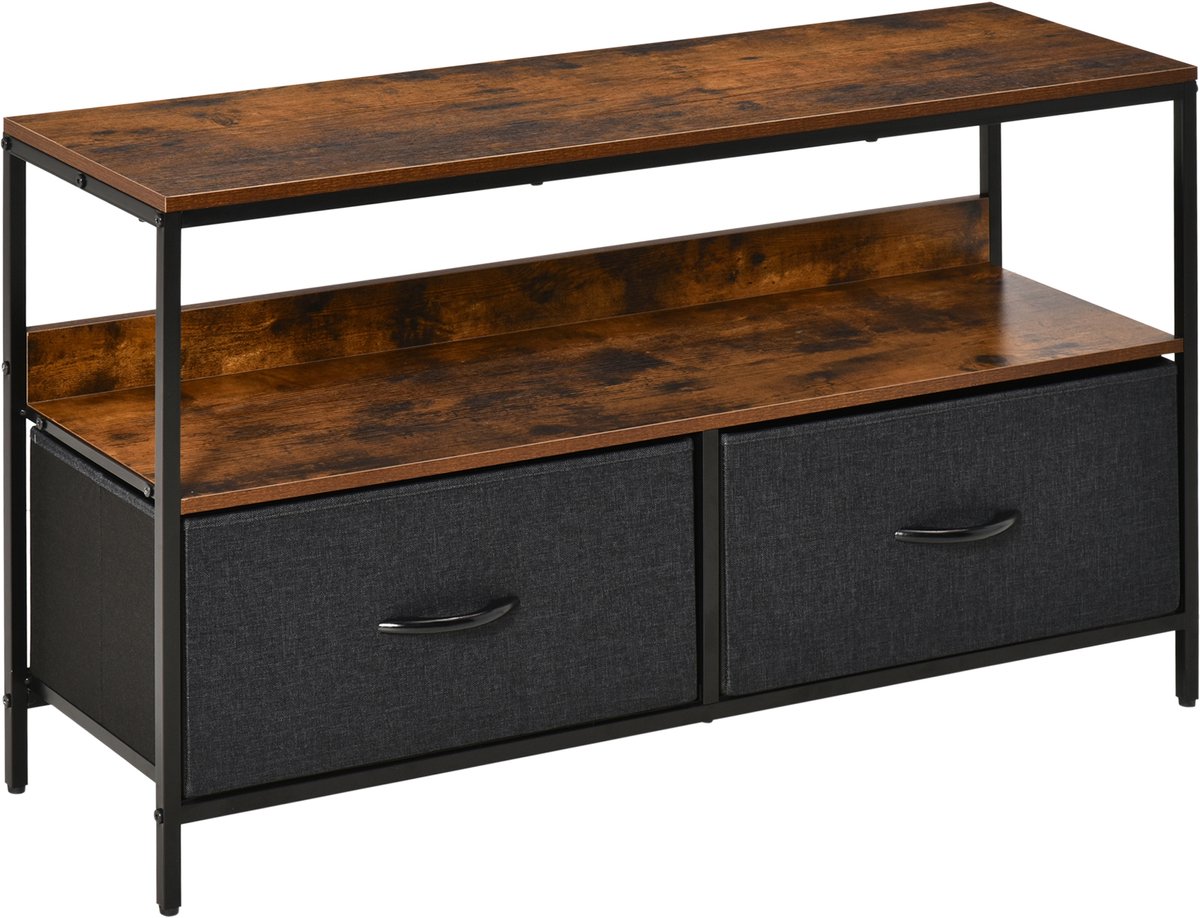 TV-kast voor televisie - 47 inch - industrieel - bruin retro - zwart - MDF - metaal
