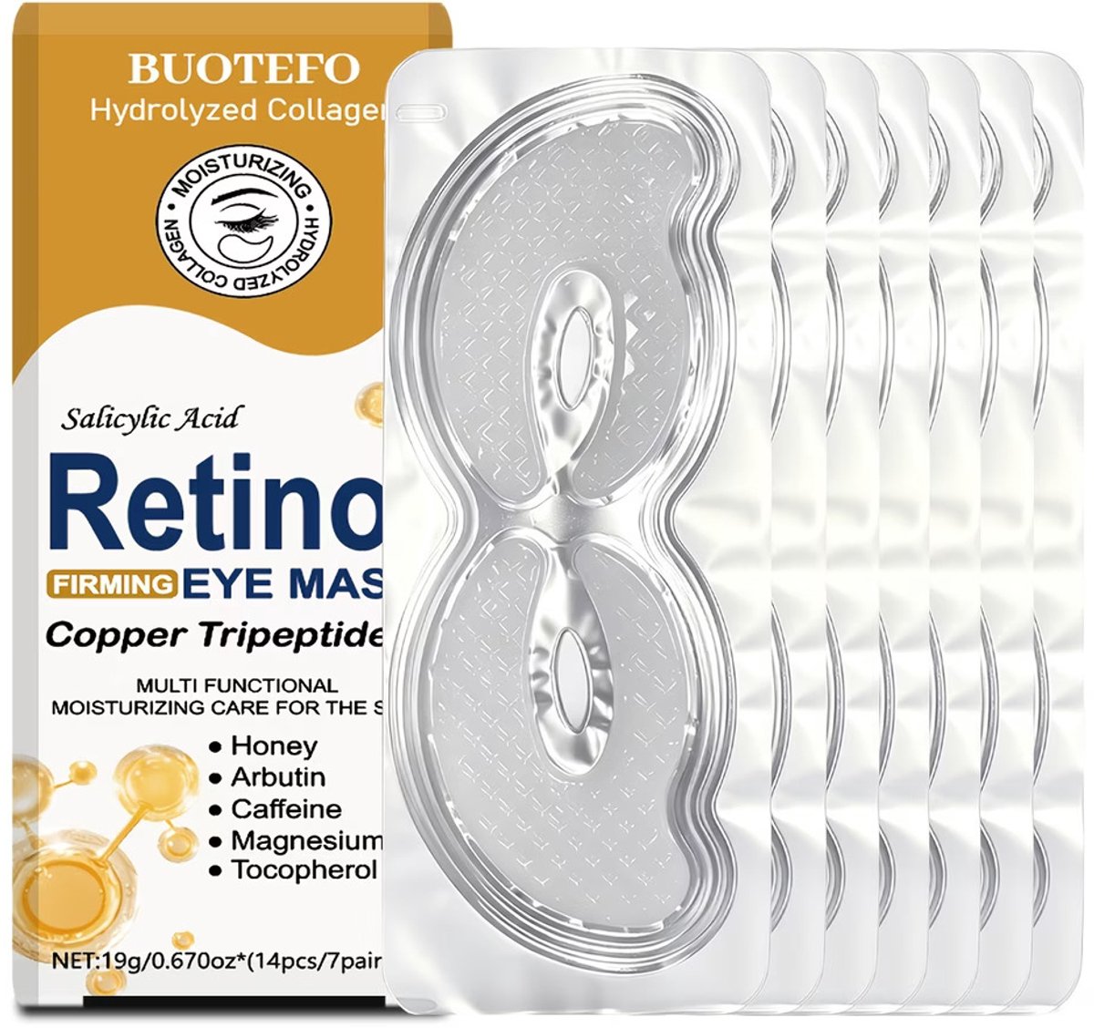Retinol & Collageen Oogpatches – Hydraterende Oogmaskers – Intensieve Verzorging voor de Oogcontour – Voor een Gladde & Soepele Huid