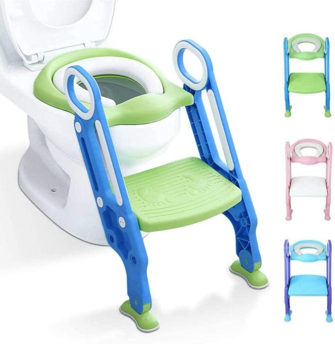 Kinder Toiletstoel - Baby Potje - Zindelijkheidstraining - Verstelbaar & Opvouwbaar - Tot 75kg - Blauw Groen