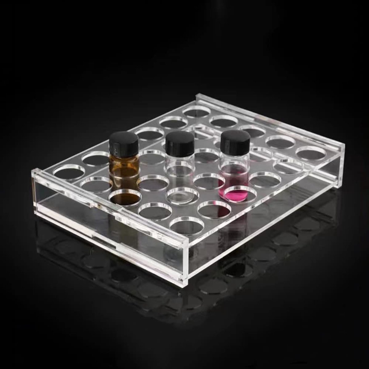 Transparant Testbuisrek voor 10ml Buisjes - Dubbelrijige Houder voor Chemische Experimenten en Laboratoriumgebruik met 30 Gaten