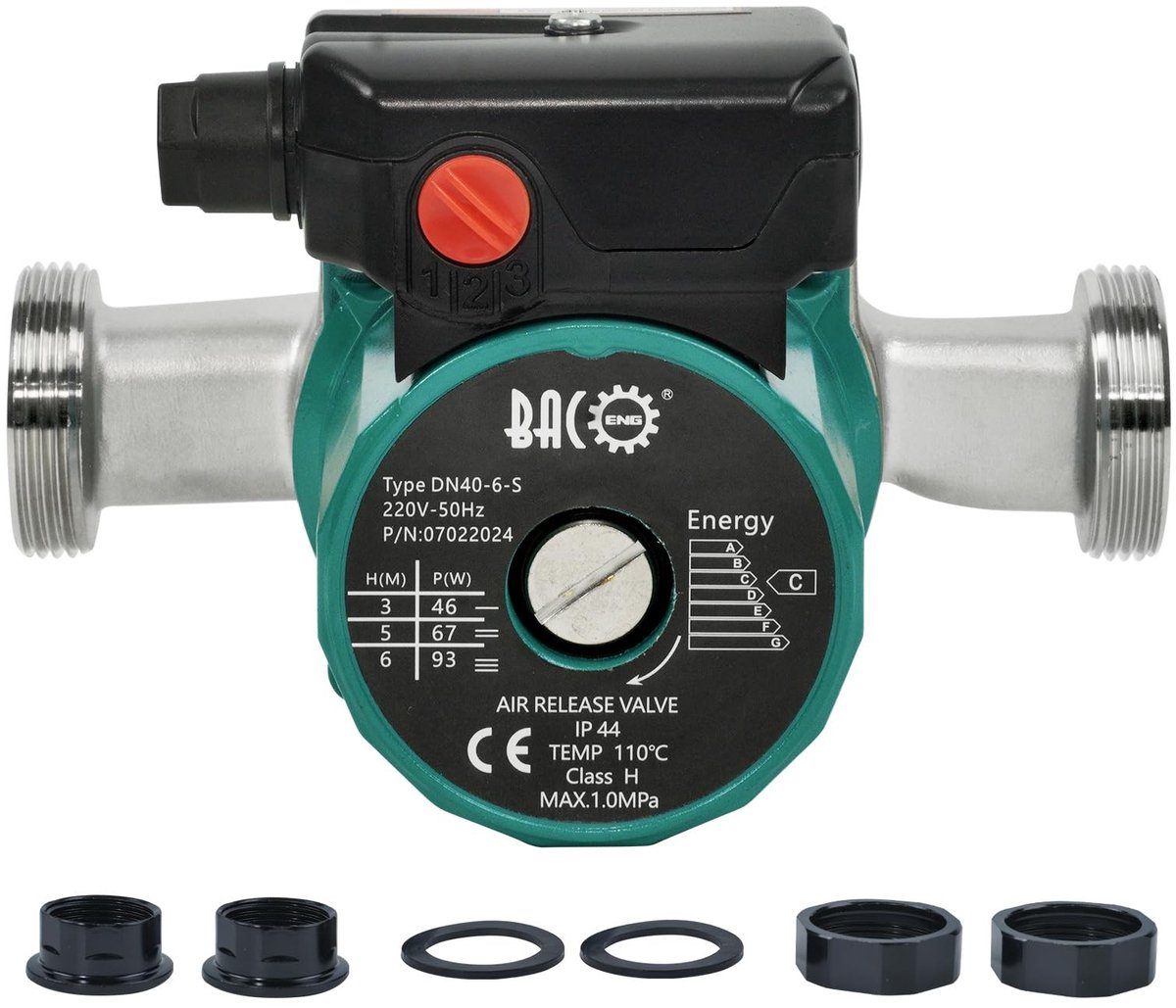 Omgoods - Circulatiepomp voor Centrale Verwarming 220V met RVS Behuizing
