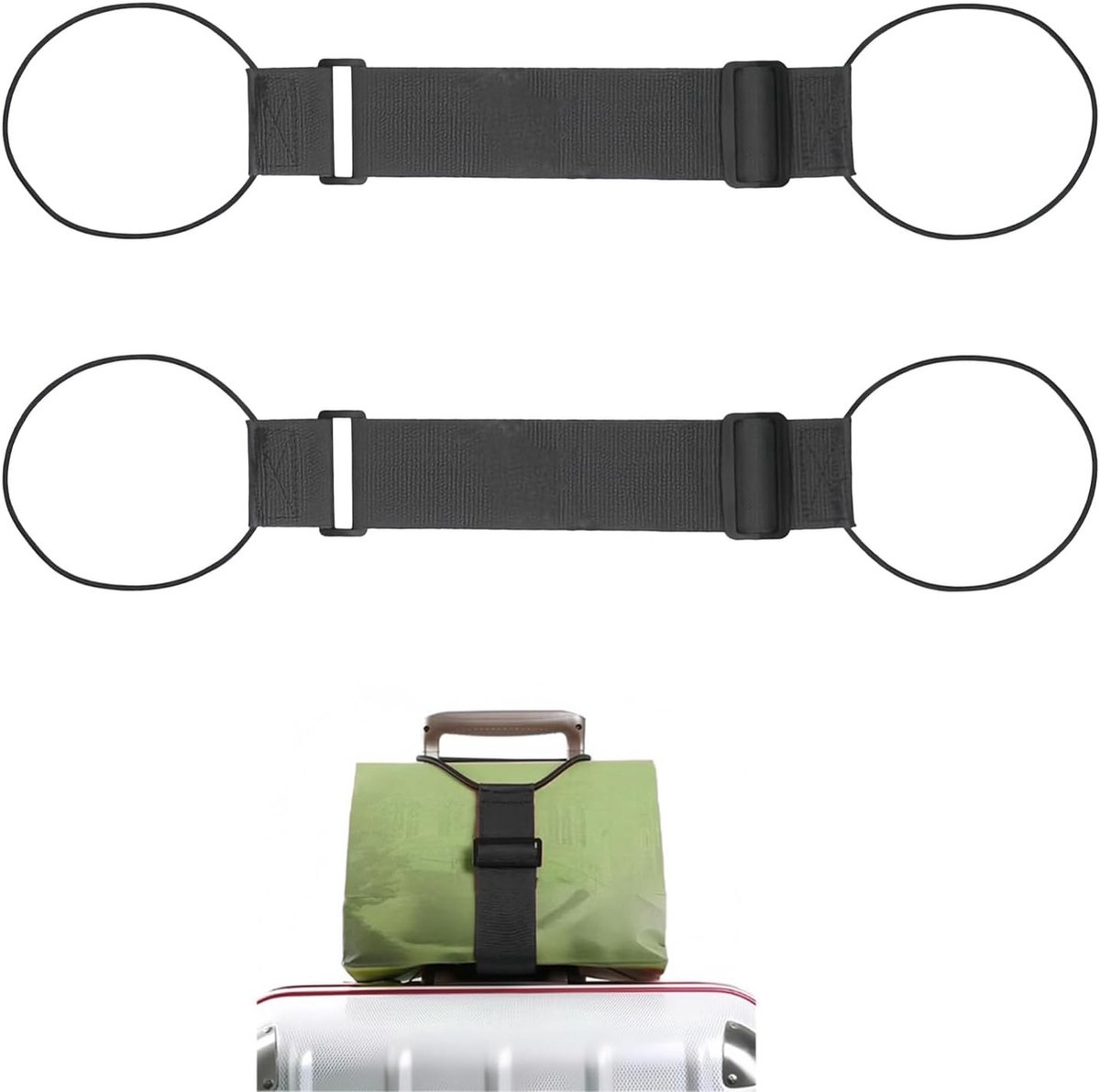 Verstelbare Bungee Straps voor Koffers, 2 Stuks, Ideaal voor Reisaccessoires, 46–68 cm, Stevige en Duurzame Bevestigingsriemen voor Bagage