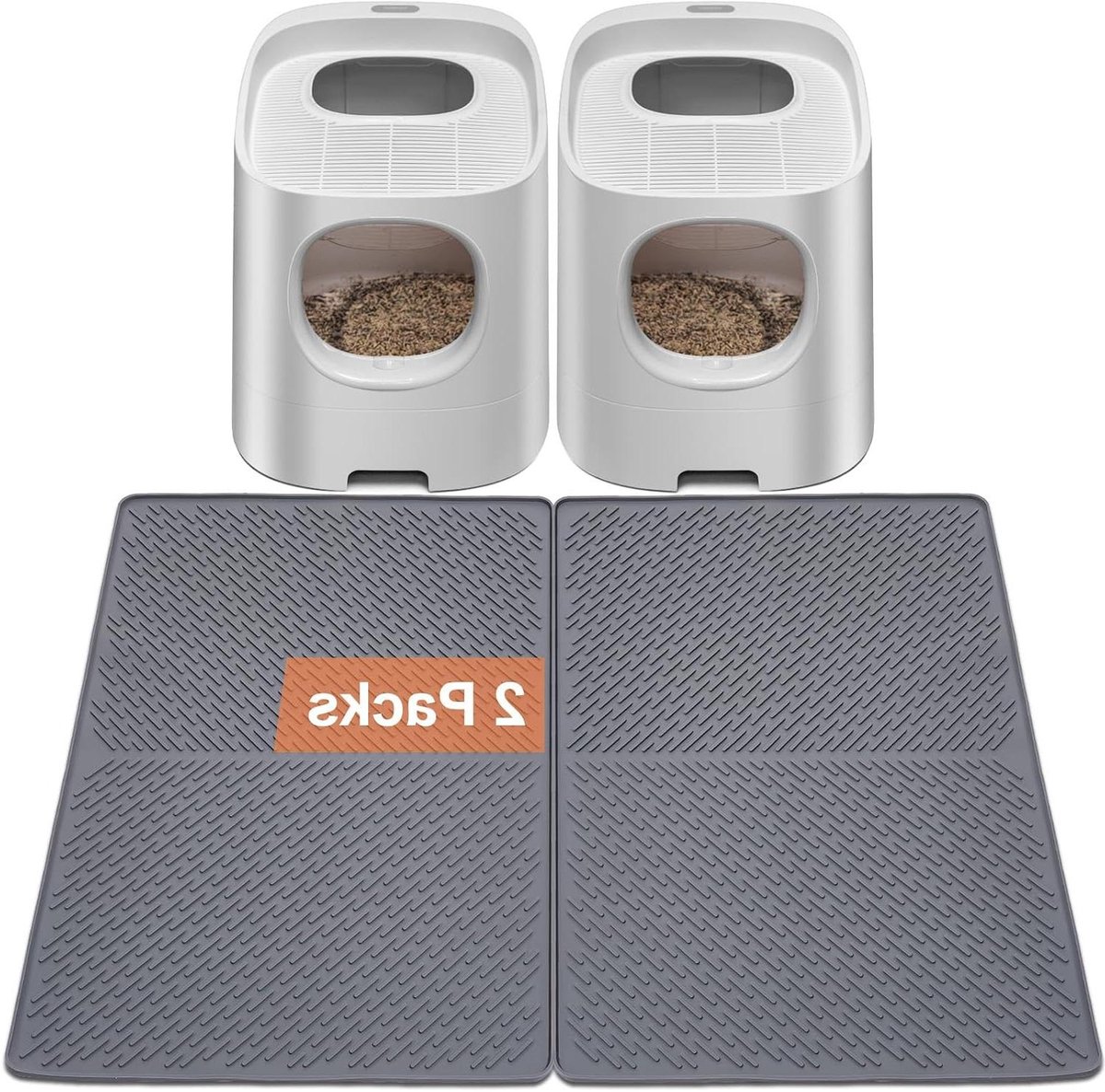 Kattenbakmat - Kattenbak Lade - Kattenbak Schoon - Waterproof Antislip - 2 Stuks 71x51cm - Grijs