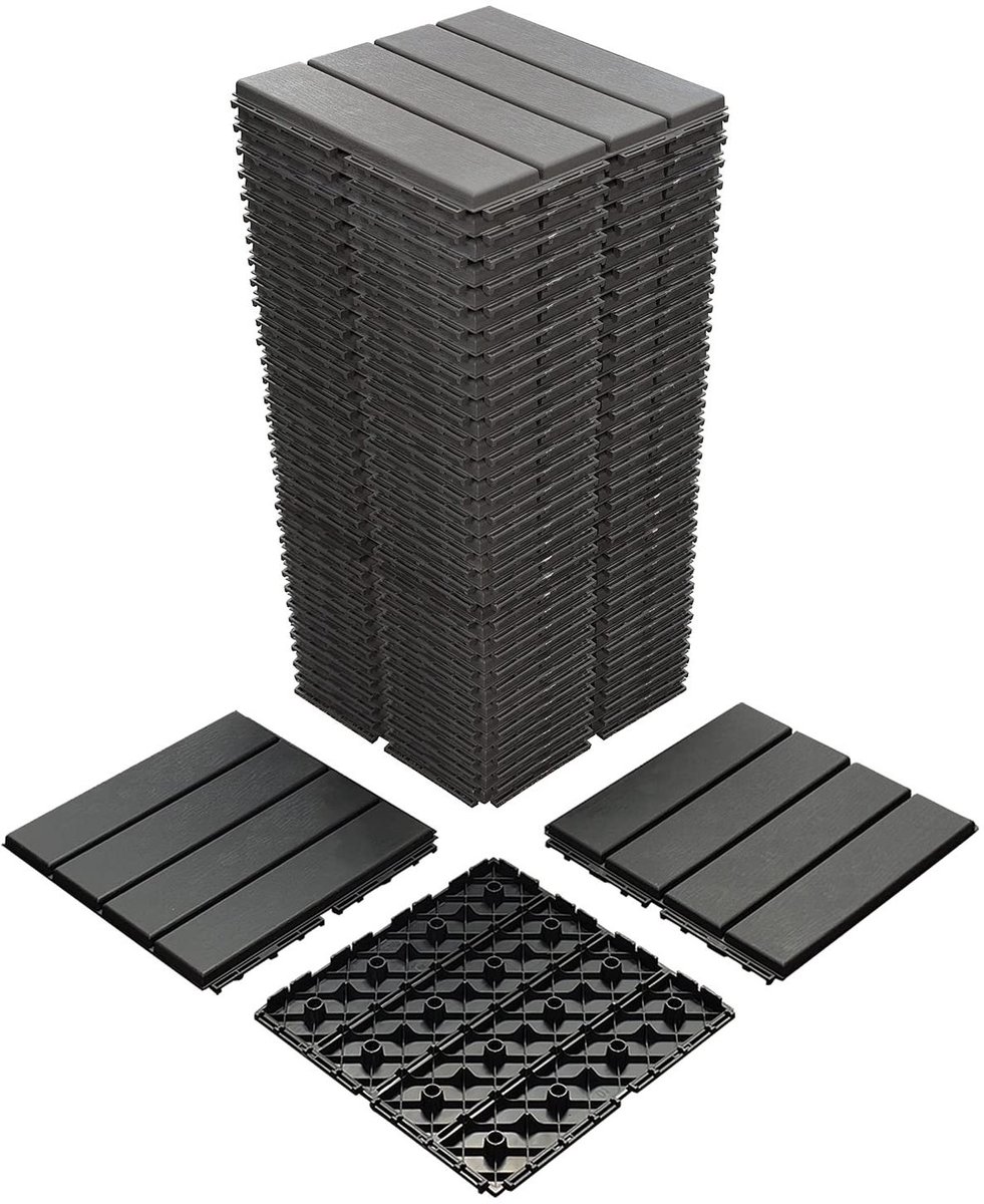 Terrastegels Kunststof - Vloerpanelen Buiten - Buiten Leven - In elkaar grijpend Systeem - 36 Stuks - Grijs