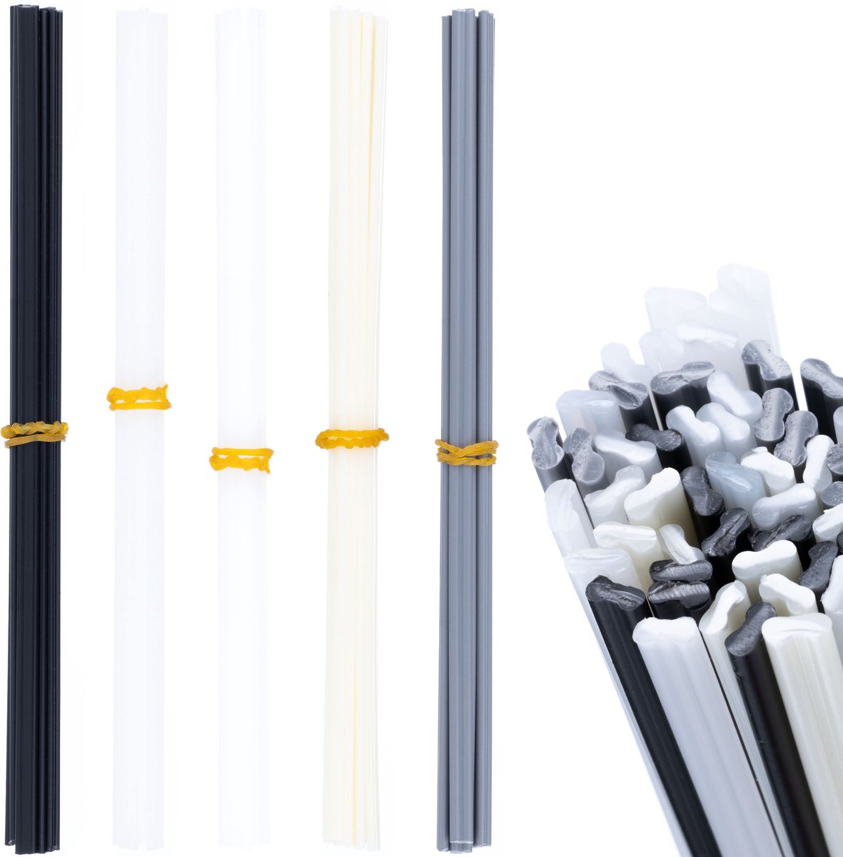 Rosfix Kunststoflasdraad Set Mini - 5 Types PP PE ABS PVC - 2,0×5,0×200 Mm, 50 Stuks