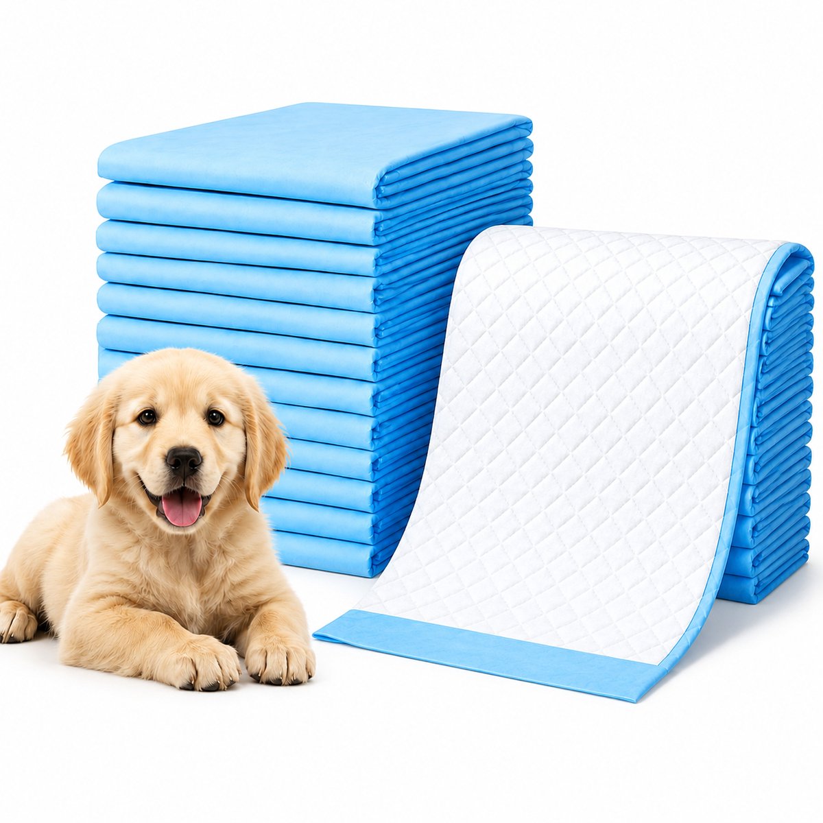 Puppy Pads 100 Stuks - Trainingsmatjes Hond - Ultra Absorberende Plasmatjes 60x45 cm - Lekvrij en Geurloos - Zindelijkheidstraining voor Pups en Oudere Honden - Blauw