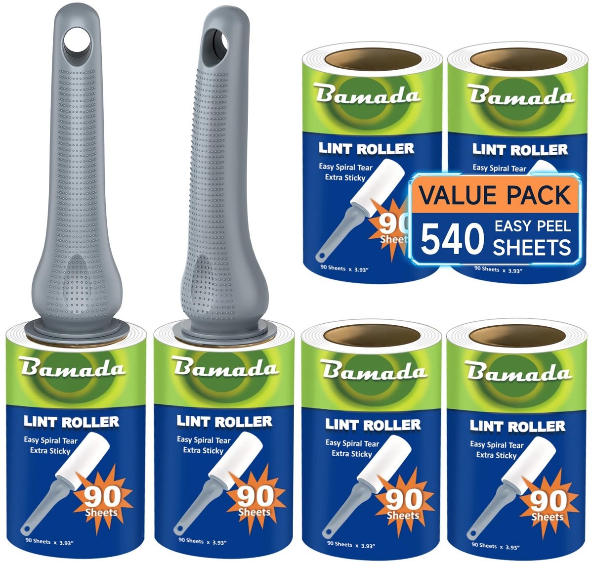 Pluisroller Dierenharen – Extra Kleverig – 540 Vellen – 2 Handgrepen en 6 Navullingen – Grijs