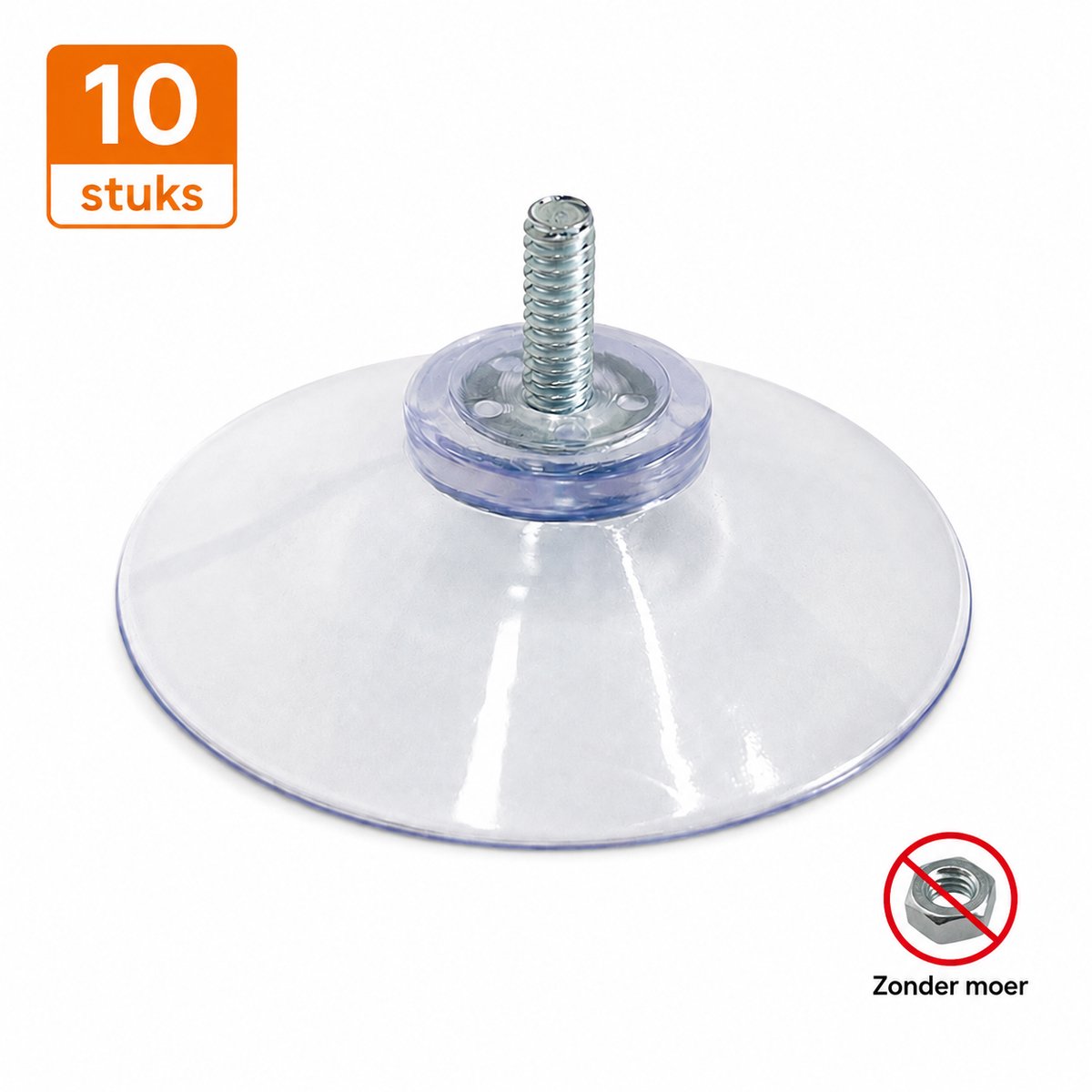 Transparante Zuignappen 50 mm - M4 x 10 mm - 10 Stuks - Voor Glas en Tegels - Zonder Moer - Ophangen en Montage