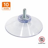 Transparante Zuignappen 50 mm - M4 x 10 mm - 10 Stuks - Voor Glas en Tegels - Zonder Moer - Ophangen en Montage