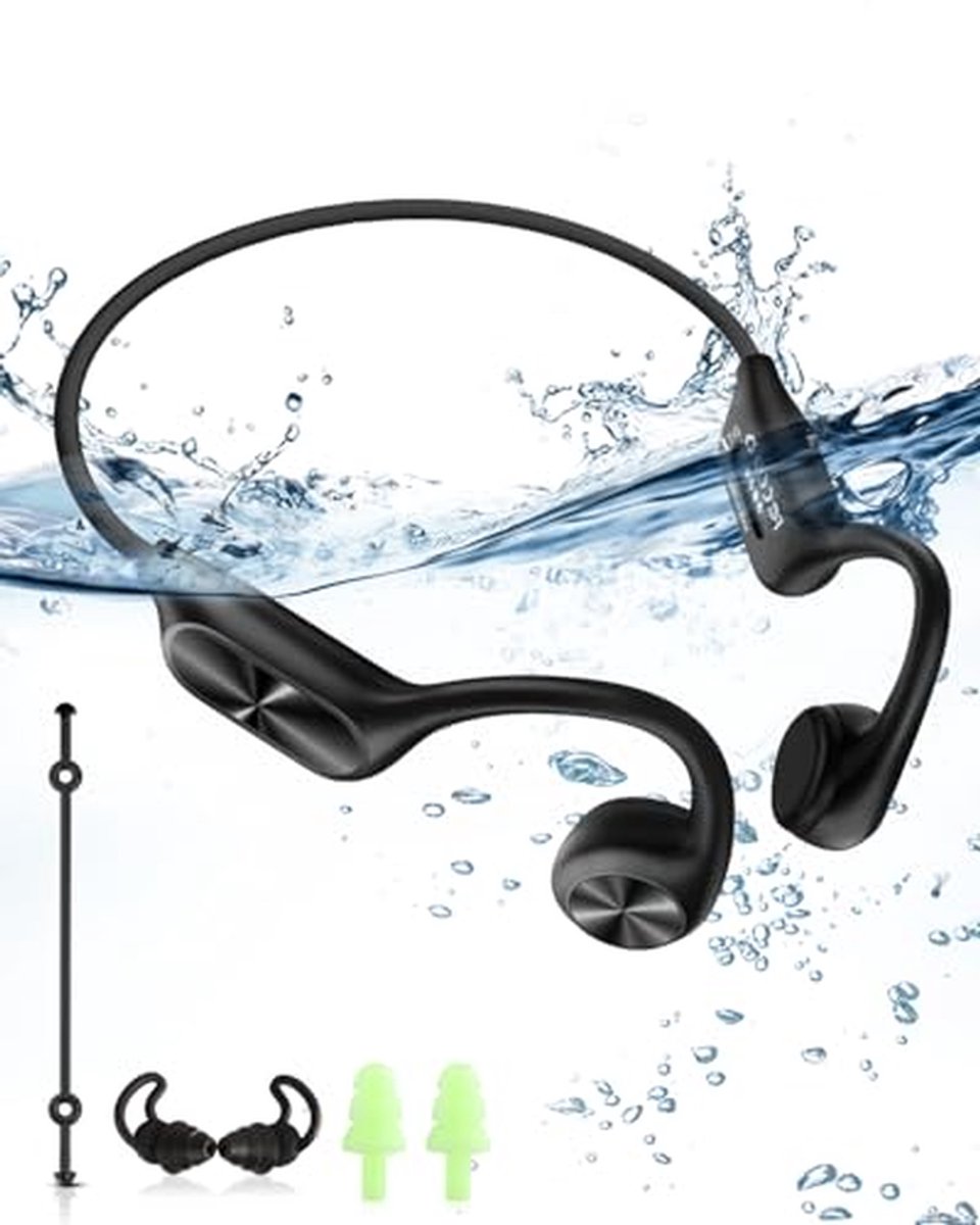 Onderwater Hoofdtelefoon - Draadloze MP3 Speler - Zwemmen en Sport - 32GB Geheugen - IPX8 Waterdicht - Zwart
