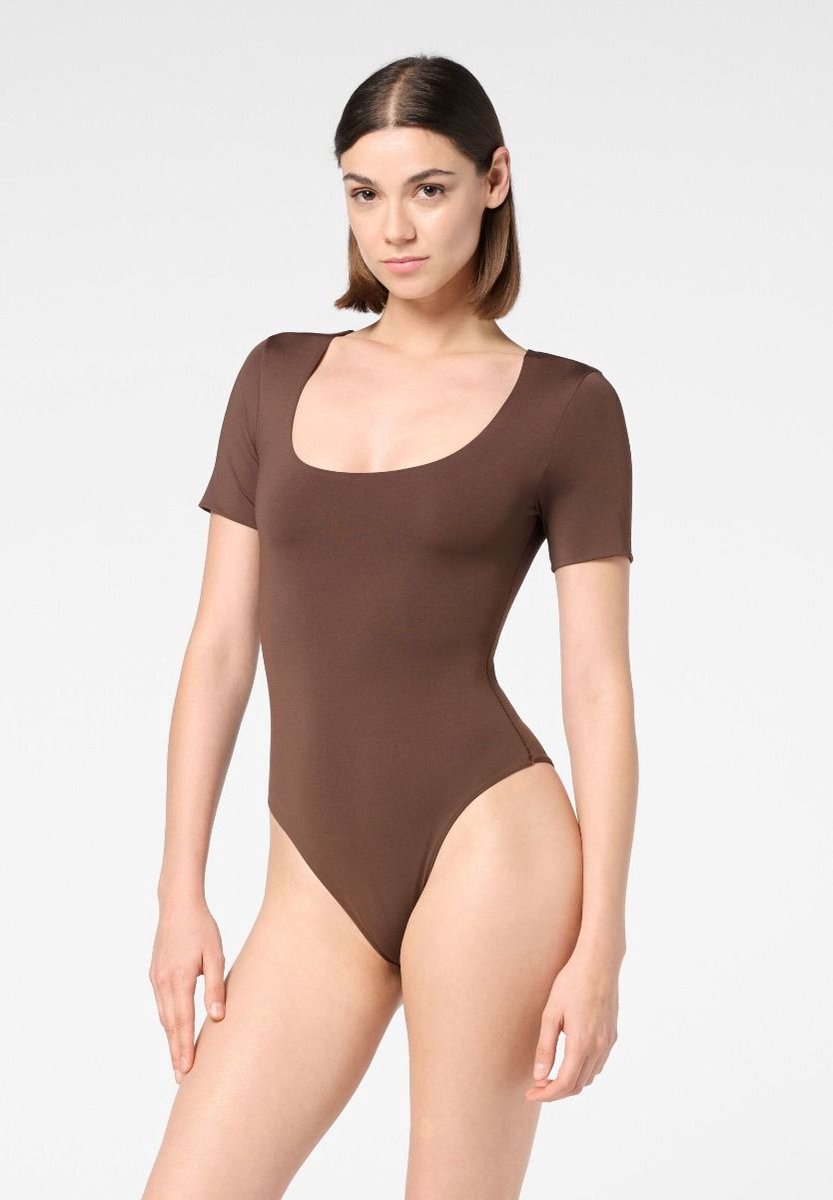 Oroblu Skinwear - Body Short Sleeve - Kleur Donker Bruin - Maat L
