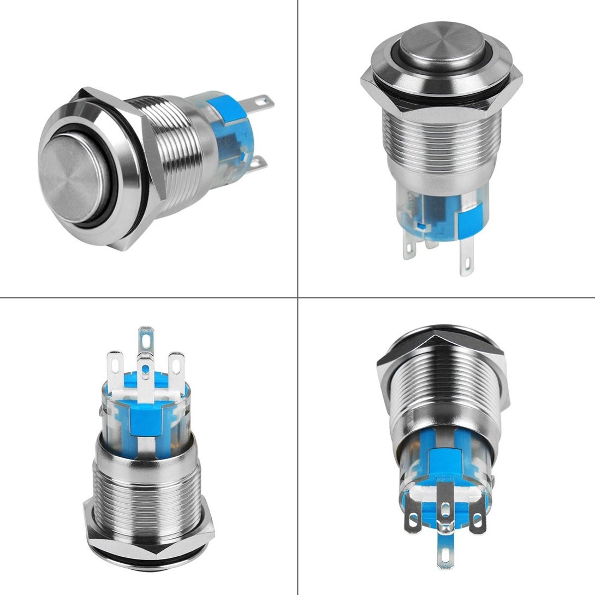 SolidKeus - Set van 5 Waterdichte Drukknoppen met Lichtindicatie 19mm