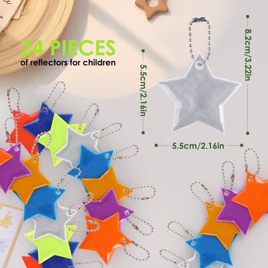 SolidKeus - Set van 24 Reflecterende Ster Hangers voor Veiligheid — afbeelding 3