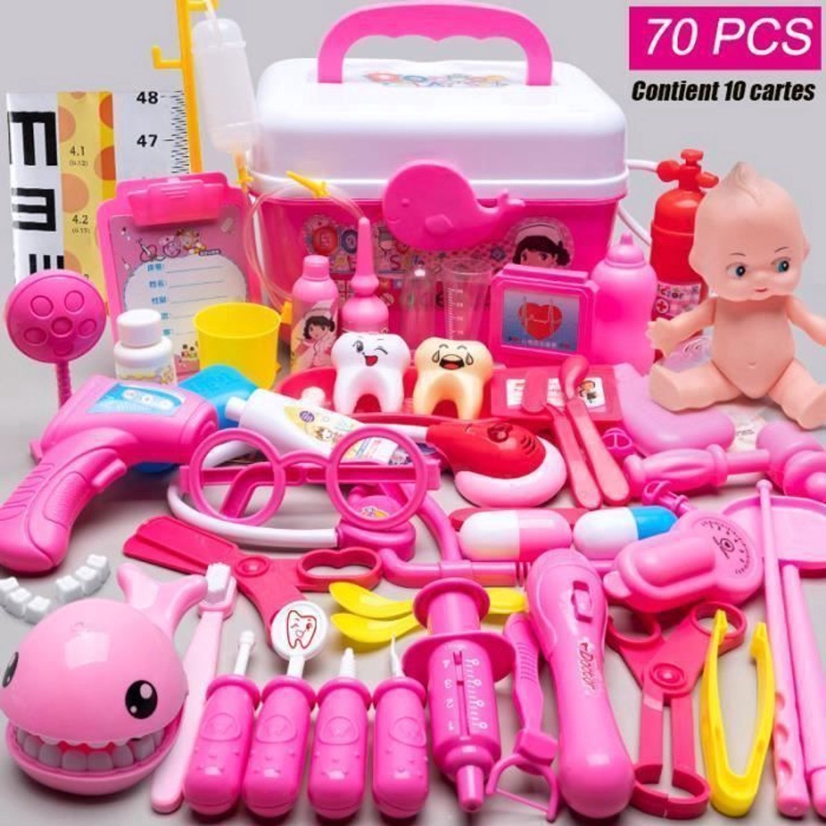 Loha party® Dokter speelgoed -Speelgoedoktersset - 70 stuks Dokterskoffer - Montessori Speelgoed - Educatief Speelgoed - Educatief Rollenspel voor Kinderen - Cadeau voor Jongens & Meisjes vanaf 3 jaar