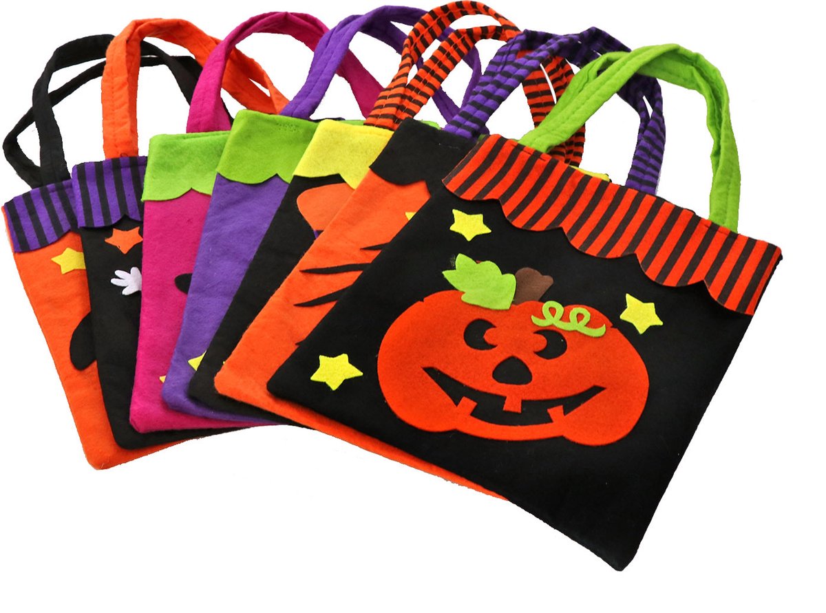 7-delige gepersonaliseerde Halloween snoepmandenset - 26x21x3 cm - Trick or Treat - Geschikt voor zowel mannen als vrouwen
