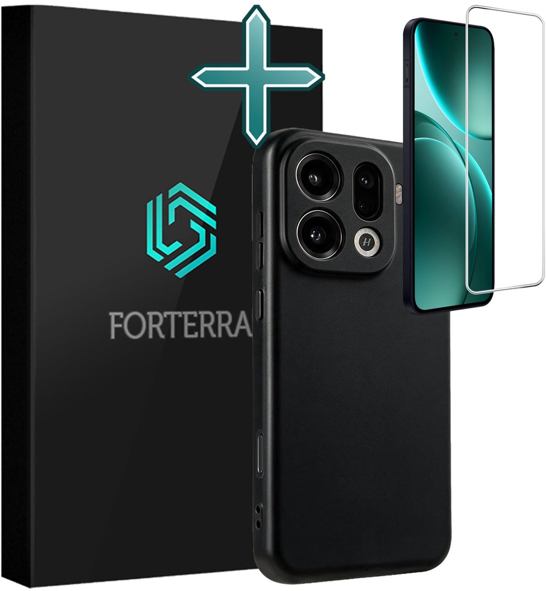 Hoesje Met Screenprotector - Geschikt voor OPPO Find X9 Pro - Sterk & Shockproof - Telefoon Hoes - Back Cover - Siliconen Case - Zwart