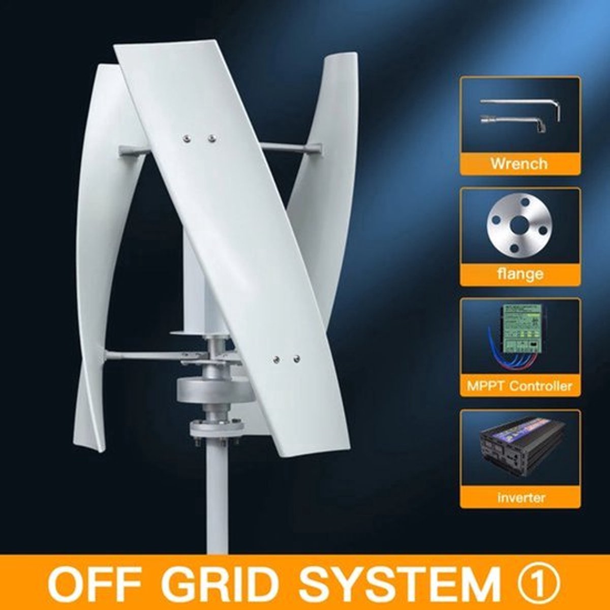 Verticale Windturbine – Horizontale Windmolen – Mini Windgenerator – Windkracht Turbine – 2000W Vermogen – 24V - Off-grid systeem 1