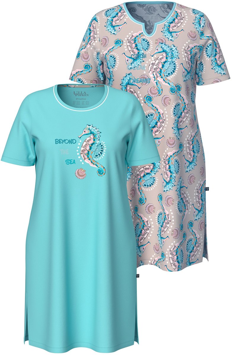 Ulla Popken - Dames - Bigshirt - Caraïbisch blauw - Maat 42+