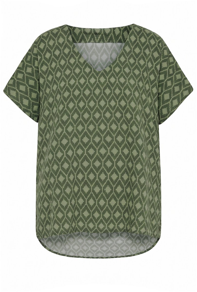 Studio Untold - Dames - Overhemdblouse oversized ruiten - Donkerolijf - Maat 46+