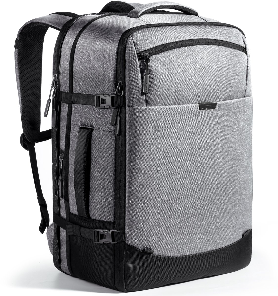 Inateck BP03006, Uitbreidbare Carry-on Rugzak, 38.5–46,2L Reisrugzak, Spatwaterbestendige Handbagage voor Mannen en Vrouwen, Met Trolleyband, Geschikt voor 12,9 inch iPad en 17,3 inch Laptop, voor Zakenreizen, Forenzen en Outdoorgebruik, Grijs