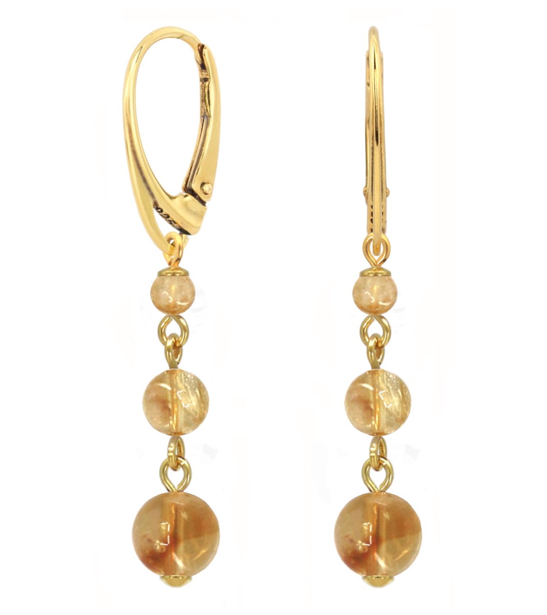 ARLIZI 2511 Oorbellen citrien kralen oorhangers - verguld - 5 cm