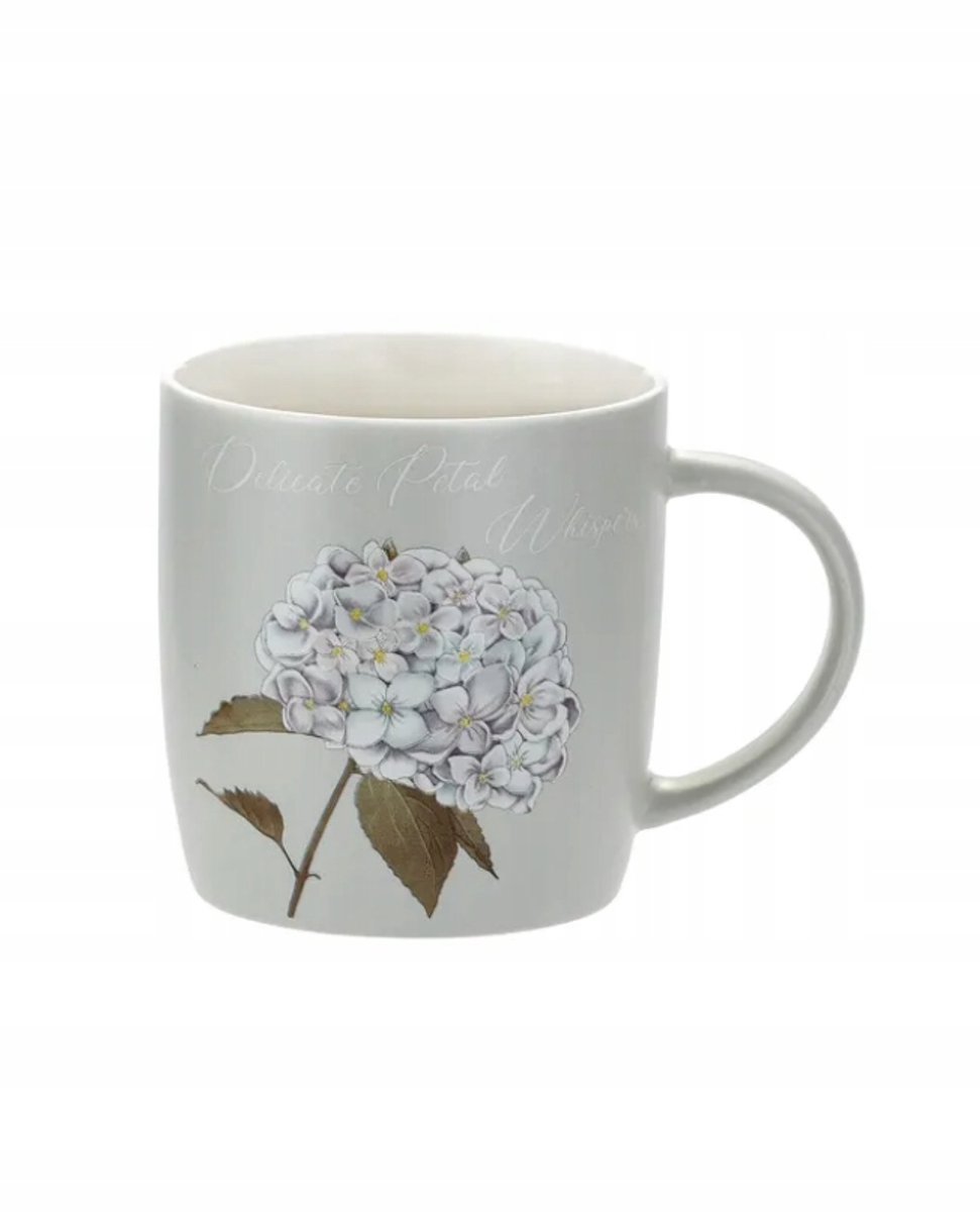 Elegante Porseleinen Mok met Hortensia Bloemen - 350 ml