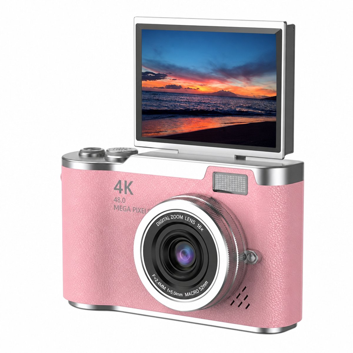 Loha party® Digitale Camera - Compact Camera - 4K - 48MP met 180 °Flip Screen - 8 x Zoom - Vlogcamera & Selfiecamera
